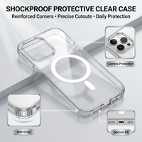 Casing iPhone 18 Pro Max Kompatibel, Magnetik, Transparan, Berlapis Elektro, Mendukung Pengisian Daya Nirkabel, Anti Benturan, Bahan TPU, untuk 15/14/13 Pro Max