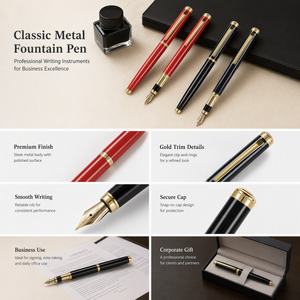 Penne Stilografiche con Logo Personalizzato, Marca Famosa, <span class=keywords><strong>Penna</strong></span> <span class=keywords><strong>Stilografica</strong></span> in Metallo con Pennino <span class=keywords><strong>Fine</strong></span> - Product Image 2