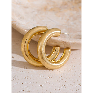 JINYOU 913 Allergie verhindern Hochwertige Metall gebürstete Edelstahl Vielseitige Schmuck Minimalist ische C-Form Ungewöhnliche Creolen - Product Image 3