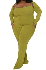 Oem-Combinaison pantalon large à haussement d'épaules pour femmes, 2 pièces, tenue décontractée pour femmes, survêtement d'été, vêtements de sport d'entraînement, tenue de détente - Product Image 2