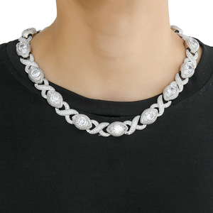 BES moda Hip Hop 15 MM infinito 8 carácter y forma de ojos collar de cadena cubana Iced Out Zircon collar conjunto de joyería fiesta - Product Image 6