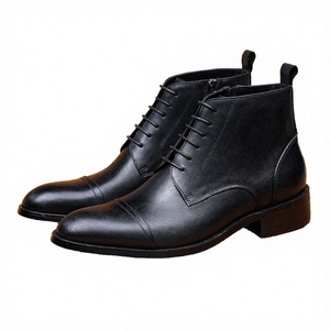 Botas de Tobillo Chelsea con Cordones de Cuero Genuino para Hombre, Estilo Oxford Clásico Informal, Calzado para Todas las Temporadas - Product Image 2