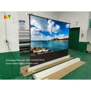 XY Screen-pantalla de proyección de cristal para proyector de tiro largo, 100 "-150", elevación de suelo eléctrico 4K ALR, color negro y gris