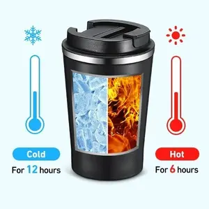 Cangkir kopi Travel termal tutup led baja tahan karat luar ruangan anti bocor Logo kustom mug kopi terisolasi vakum Thermo digital