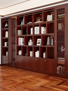 Grande libreria su ordinazione di legno solido di quercia con la scrivania di lusso della libreria della parete per la biblioteca della casa e dell'hotel per uso del salone - Product Image 5