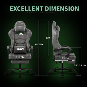 Silla Gaming con Reposapiés Ergonómica Gamingstoel PC Silla con Reposacabezas Soporte Lumbar, Cuero PU Altura Ajustable 360 ° Giratorio - Product Image 2