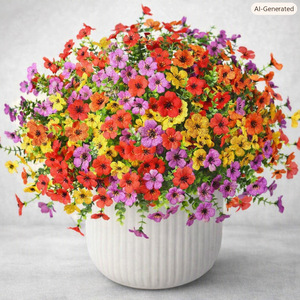 Fleurs artificielles, bouquet de fleurs en soie violettes, décoration de mariage, décoration de la maison, rénovation de balcon extérieur - Product Image 1
