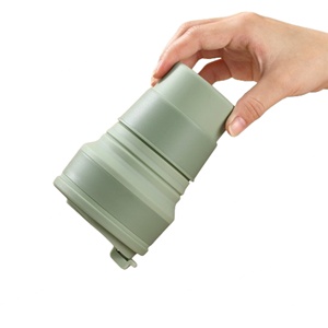 Gobelet à café portable en silicone personnalisé avec couvercle pour les voyages, réutilisable, écologique, pliable, gobelet à boisson - Product Image 6
