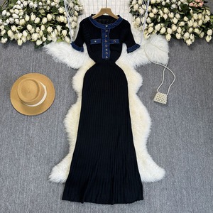 Bán Buôn Phụ Nữ Của Mùa Hè Vòng Cổ Kim Loại Khóa Mỏng Đan Váy Đàn Hồi Chặt Chẽ Phù Hợp Hip Ôm Ngắn Tay Váy - Product Image 5