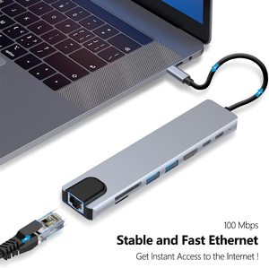 Hub <span class=keywords><strong>USB</strong></span>-<span class=keywords><strong>C</strong></span> haut de gamme 8-en-1, 7-en-1, 6-en-1, 5-en-1, 4-en-1, connexion <span class=keywords><strong>USB</strong></span> unique, station d'accueil HD SD <span class=keywords><strong>Type</strong></span> <span class=keywords><strong>C</strong></span> pour ordinateur portable <span class=keywords><strong>USB</strong></span> 3.0 - Product Image 2