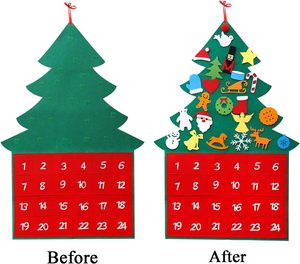 Cửa Tường Treo Quà Tặng Cảm Thấy Cây Giáng Sinh <span class=keywords><strong>Advent</strong></span> Lịch 24 Ngày DIY Cây Giáng Sinh Đồ Trang Trí Đếm Ngược Lịch Cho Trẻ Em - Product Image 2