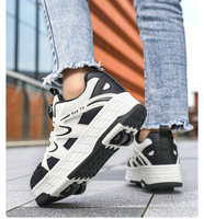Chaussures de skate légères à roulettes pivotantes à faible gravité, avec système de verrouillage rotatif, maille douce, semelle en caoutchouc antidérapante, cadre en aluminium, roues en carbone PU
