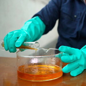 High Quality 15mil Green Nitrile Rubber Gloves Cotton Flock Lined Industrial Work Chemical Resistant Anti-Slip Protection