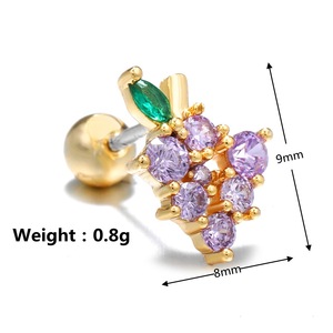 Pendientes Colgantes <span class=keywords><strong>de</strong></span> Acero Inoxidable Freya, Diseño <span class=keywords><strong>de</strong></span> Frutas con Zirconia, Joyería <span class=keywords><strong>de</strong></span> Moda para Mujer, Pendientes para Helix y Labret, Venta al por Mayor - Product Image 5