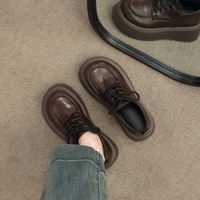 Nouveaux Mocassins Rétro JK Style Japonais à Lacets, Semelle Épaisse en Caoutchouc Polyuréthane, Plateforme, Style Britannique et Français, Collection 2025