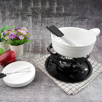 Ensemble de fête à fondue au fromage, ensemble de casseroles à fondue allant au micro-ondes en céramique marmite à chocolat fontaine à chocolat, registre de mariage pour jusqu'à 4 Pecs