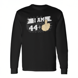 Maglietta a maniche lunghe per il 45° compleanno con scritta 'I Am 44 Plus One Middle Finger' - Product Image 2