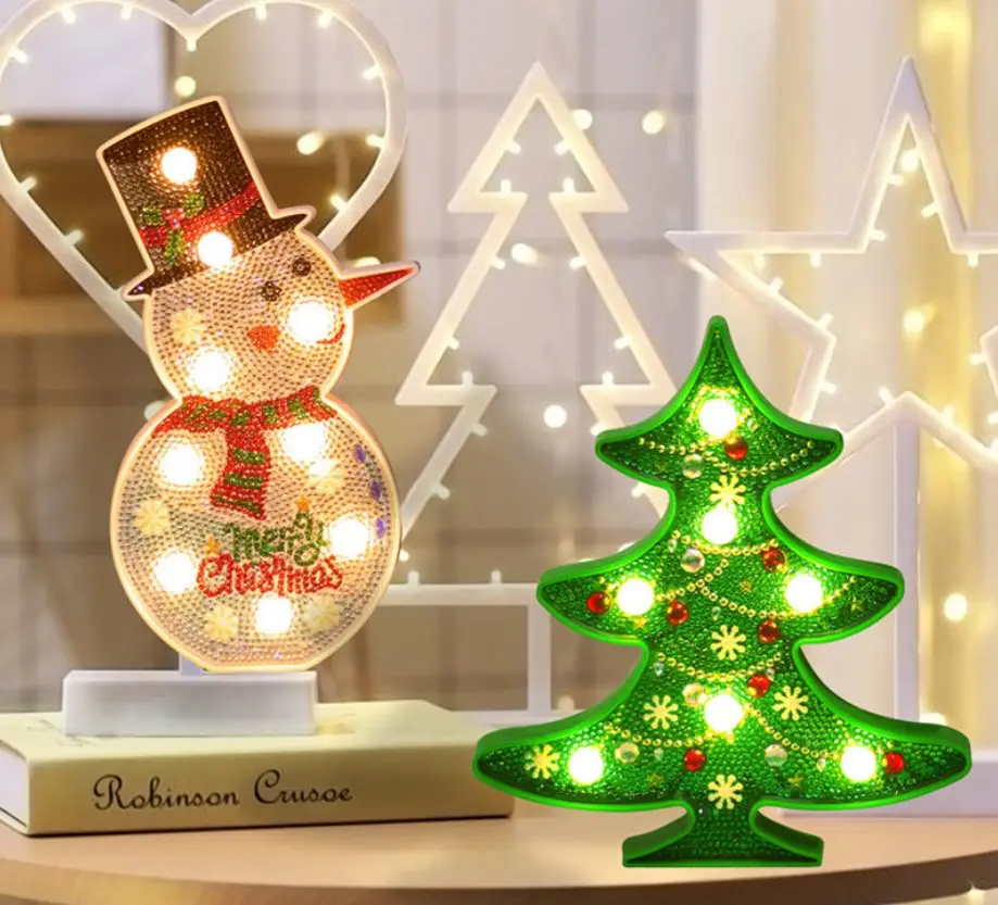 <span class=keywords><strong>Pintura</strong></span> de diamantes con luces, árbol de Navidad, forma especial, led, artesanal, novedad