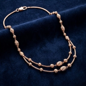 925 Silver Rose gold necklace elegant women double layer beaded chain bridal wedding party fashion stylish <b>gift</b> girls everyday - Product Image 2