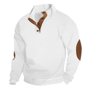 Sudadera de punto a cuadros de manga larga con cuello alto y diseño de botones para hombre, informal, para uso diario. - Product Image 4