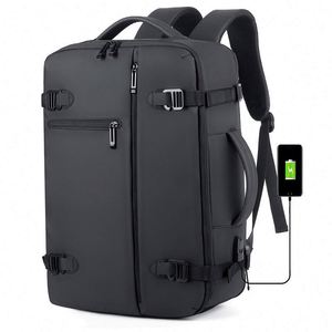 Bolsas de viaje personalizadas de fábrica BSCI, mochila portátil para ordenador portátil, mochila de viaje sencilla de moda de gran capacidad negra para hombre - Product Image 1