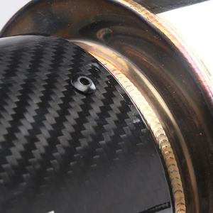 كاتم صوت للسيارة من مصنع متخصص، مدخل 2.5 بوصة ومخرج <span class=keywords><strong>4</strong></span> بوصات، مصنوع من ألياف الكربون الحقيقية، قطر الأسطوانة 127 ملم، أنبوب عادم للسيارات مناسب للتدفق الخفيف - Product Image 3