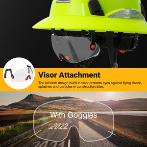 Casque de sécurité à visière intégrale ANSI Z89.1 Type 1 Classe C avec bande réfléchissante, ventilé, suspension 6 points, pour travaux industriels et de construction - Product Image 6