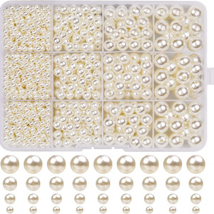 Perlas sueltas de resina plástica redonda de 4/6/8/10mm, color blanco puro, para hacer pulseras, 1320 piezas, caja de 12 compartimentos, DIY - Product Image 2