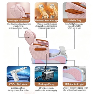 Sillón de Pedicura con Mesa de Manicura, Set de Muebles para Salón de Uñas, Estación de Pedicura Spa, Reposabrazos de Madera Rosa, Lavabo con LED - Product Image 4
