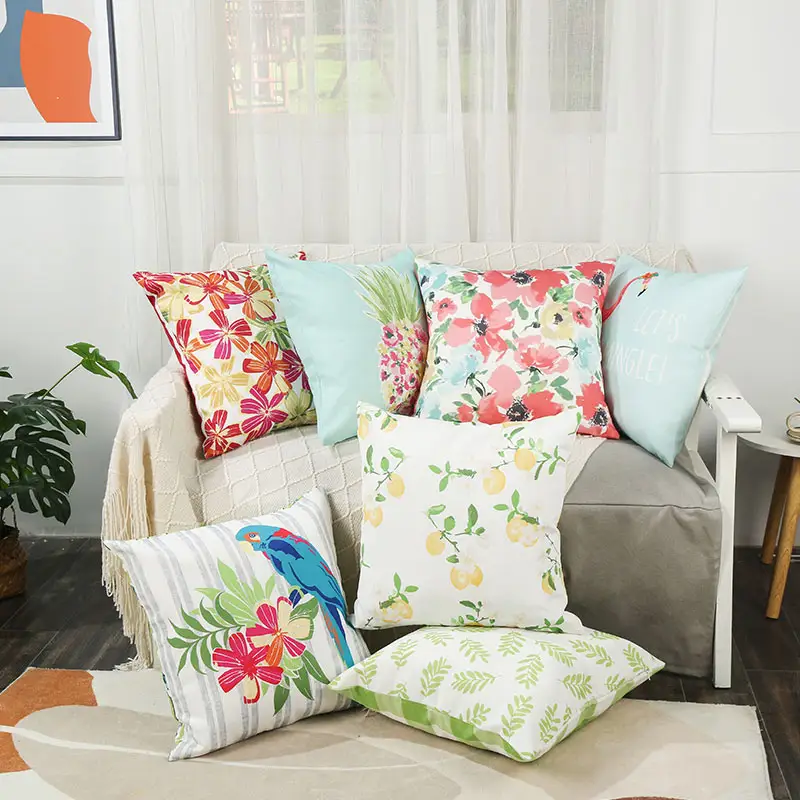 Amity Printing Outdoor Decorative Plant Pattern Polyester Waterproof Pillows Covers 45*45cm Square Cushion Covers For Sofa