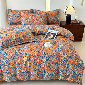 Double Gauze Bedding Set 3pcs 4pcs <strong>Boho</strong> Duvet Cover Vintage Floral Bedsheet Set Bed Linen Microfiber US/<strong>UK</strong> Bed Set Home&amp;Hotel - Product Image 1