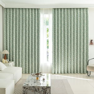 Cortinas Opacas de Chenilla Jacquard <span class=keywords><strong>con</strong></span> Pliegues Coreanos en Verde Lima y Verde Té para Sala de Estar, Venta al por Mayor por Metro - Product Image 1