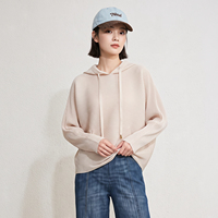 Haut à capuche plissé pour femme avec cordon de serrage, manches chauve-souris, plissé horizontal, sweat-shirt élégant, mode minimaliste, chemisier décontracté ample