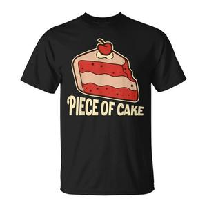 T-shirt Piece Of Cake nera a maniche corte, girocollo unisex, stampa digitale, abbigliamento casual - Product Image 1