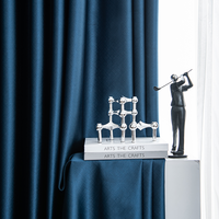 Tela azul profundo de alto sombreado para sala de estar moderna, parasol, cortinas de ventana con aislamiento térmico, cortinas y cortinas de alta calidad