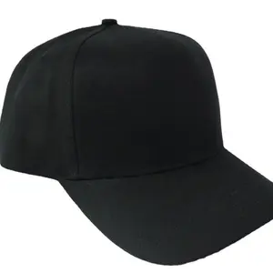 Individuelles Design 5 Panels A-Rahmen Hüte flache Stickerei passform einfarbig schwarz Großhandel Logo Herren Sport Baseballkappe