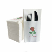Serviettes de table en papier Airlaid effet lin, impression personnalisée, 1 pli, style sac 8 volets, blanc