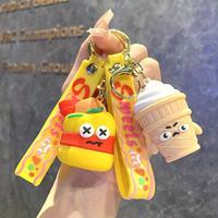 Pendentif alimentaire simulation nouveauté en caoutchouc Burger frites porte-clés breloque voyage voiture porte-clés Mini jouet durable écologique