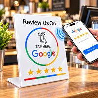 Panneau de bureau en acrylique NFC personnalisé avec code QR pour avis Google, support sans contact pour avis clients pour les magasins et les hôtels
