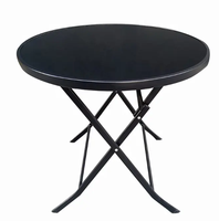 Table d'appoint en métal pour patio la moins chère avec dessus en verre trempé Table à manger Bistro pour arrière-cour extérieure, table basse noire