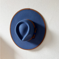 Chapeau melon d'hiver en feutre de haute qualité, bicolore, à large bord, avec nœud bicolore et dessus à effet goutte, style jazz