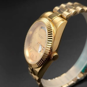 Reloj Automático de 41 mm, Tono Dorado, Bisel Estriado, Lente Cyclops, Cristal de Zafiro, Esfera Dorada, Compatible con Movimiento 8285, MOQ 1 - Product Image 3