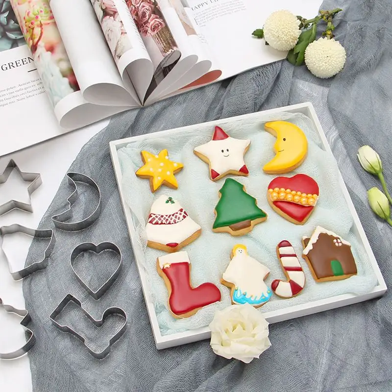 Snowman Christmas Tree Elk Set DIY Manual Cute Cookie Cutter For Fondant Dessert Decorating Cookie Tools