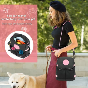 Fabrika özel yeni tasarım açık Pet gıda saklama torbaları yavru köpek kedi eğitim Tote sırt çantaları Pet dışında omuzdan askili çanta - Product Image 6