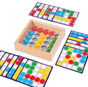 Montessori Logic Toys With Cards Fine Motor Training Children Wooden 4 color ball running toys Educational Toys for Kids