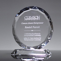 Plaque de récompense ronde en cristal personnalisée pour la reconnaissance des employés et les anniversaires d'entreprise