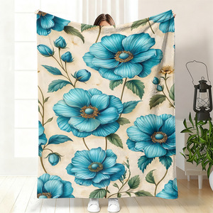 Couverture en flanelle florale, plaid, couverture de sieste, résistante à la décoloration, légère pour la chaleur hivernale, impression personnalisée, vente en gros - Product Image 3