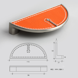 Puxadores Redondos de Luxo Modernos em Liga de Zinco e Couro para Portas de Armários, Cozinhas e Móveis de Banheiro - Product Image 2