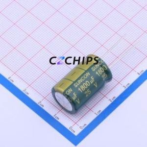 Condensateur électrolytique en aluminium à montage traversant 25ME1800AX, composant à montage traversant (THT), D16xL25mm 1800uF 20% 25V 2.1mA - Product Image 1