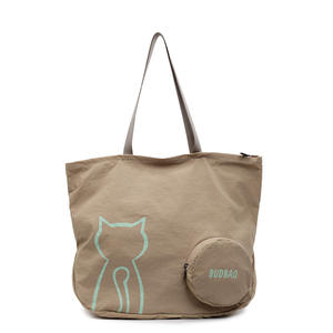 Sac fourre-tout pliable personnalisé pour femme, grande capacité, imprimé chat, sac à bandoulière léger, sacs à main pour étudiants - Product Image 5